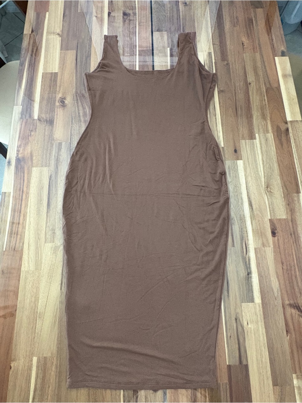NWOT Naked Wardrobe Plus Sz 3X Brown Maxi Scoop Neck Dress Bodycon Casual - Picture 8 of 8